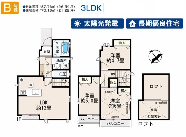 ～国分寺市内藤1丁目 新築戸建住宅 全2棟～※最終1棟※【弊社管理物件につき仲介手数料無料】堂々完成!!!ロフト付き3LDK♪販売価格5,190万円