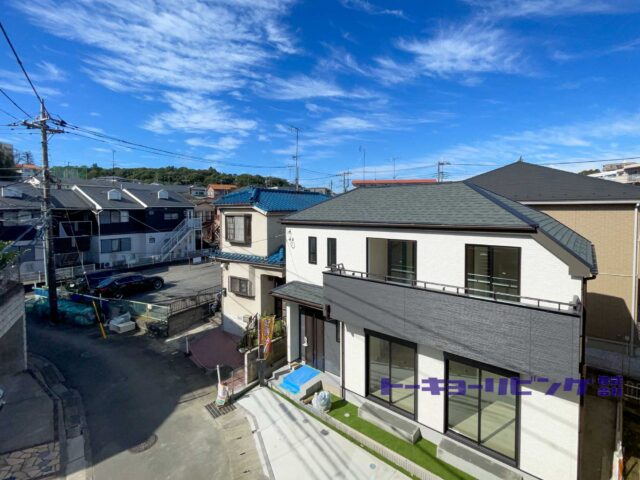 現地外観。上から見た建物と前面道路。(外観)
