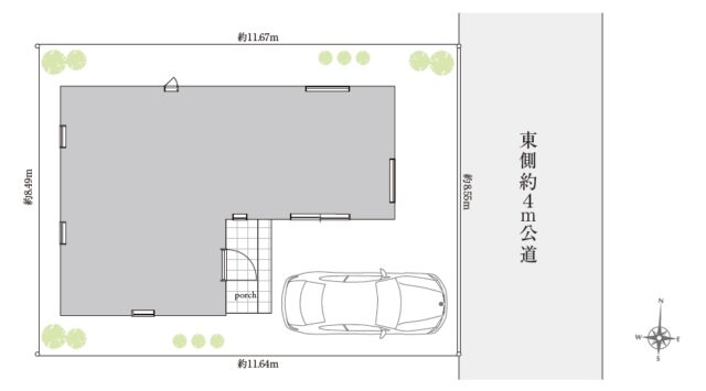 土地99.44㎡の区画図。図面と現況が異なる場合は現況を優先します。