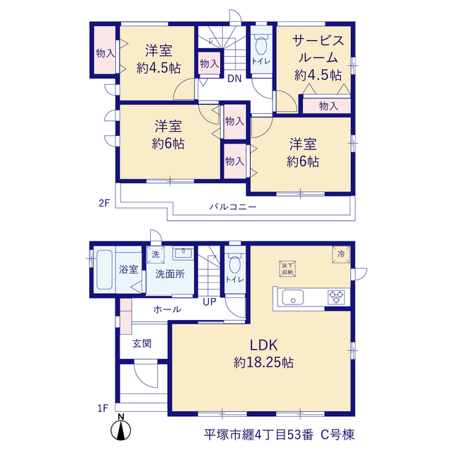 C号棟 間取り図(3LDK+S)