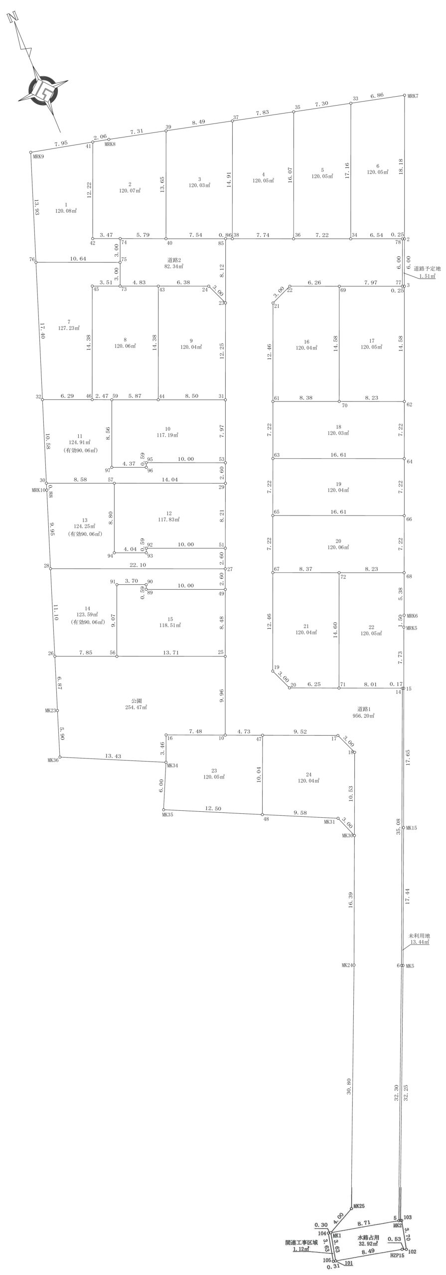 全24区画の全体区画図。画像を開くと拡大してご覧いただけます。
